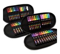 Posca Marqueurs permanents à base d'eau - Pointes PC-1M/PC-3M/PC-5M - Utilisation multi-surfaces - Présentation coffret cadeau de 48 stylos (Essential + Pastel Set)