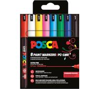 POSCA - Mitsubishi Pencil - Marker Set, 8 stylos acryliques PC-1MR, marqueur permanent pointe ogive 0,7 mm (Basique, 8)