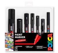 POSCA - Noir - Ensemble complet de 7 stylos (PC-17K, PC-8K, PC-5M, PC-3M, PC-1M, PC-1MR, PCF-350)