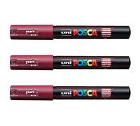 Posca Pc-1 m par Uni-Ball - Gamme complète de 22 couleurs disponibles. [Lot de 3] bordeaux