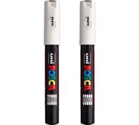 Posca Pc-1m Lot De 2 Marqueurs Permanents À Base D'eau Pour Peinture Multi-Surfaces Pointe De 0,7 Mm Encre Blanche