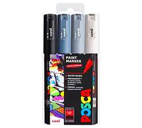 Posca PC-1M Paint Marker Art Pen - 0,7 mm - Tons gris Lot de 4 stylos dans un portefeuille