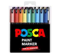 Posca PC-1MR - Lot de 18 feutres - Édition limitée - Pochette en plastique - Deux feutres noir et blanc en plus