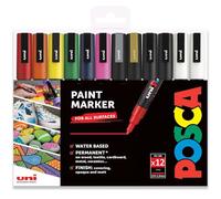 Posca PC-3M Lot de 12 marqueurs permanents à base d'eau Noir + blanc