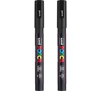 Posca PC-3M Lot de 2 marqueurs à peinture Pointe 0,9-1,3 mm Encre noire