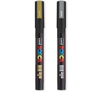 Posca PC-3M Lot de 2 marqueurs permanents à base d'eau pour peinture Doré/argenté