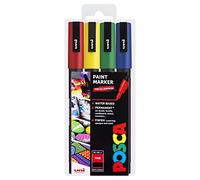 Posca PC-3M Lot de 4 marqueurs peinture acrylique 0,9-1,3 mm Tons primaires dans une pochette en plastique