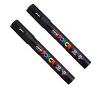 Posca PC-5M Lot de 2 marqueurs de peinture - Pointe de 1,8 à 2,5 mm - Encre noire