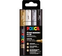 Posca Marqueur peinture acrylique PC1MC – pointe ogive 0,7-1 mm – couleurs assorties – étui de 4