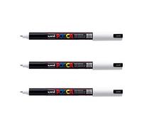 POSCA PC1MR, 3 Marqueurs peinture base eau - Tout Support - Blanc | Uni Mitsubishi Pencil - Pointe conique extra-fine calibrée 0,7mm. Couleurs couvrantes, permanentes sur surfaces poreuses