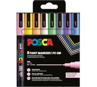 Posca Marqueurs PC-3M – Pointe fine 0,9–1,3 mm – Peinture à base d'eau – Étui 8 couleurs pastel