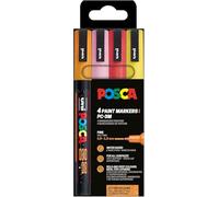 Posca – Pochette 4 marqueurs PC3M – Pointe fine – Base d'eau – Couleurs pailletées