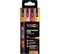 POSCA PC3ML, 4 Marqueurs peinture base eau - Tout Support - Set Pailleté | Uni Mitsubishi Pencil - Pointe fine conique 0,9-1,3mm. Couleurs couvrantes, permanentes sur surfaces poreuses