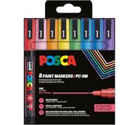 Posca – Pochette 8 marqueurs PC3M – Pointe fine – Peinture à base d'eau – Couleurs pailletées