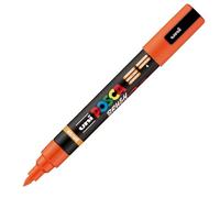POSCA PC5BR, Marqueur peinture Brush base eau - Tout Support - Orange Foncé | Uni Mitsubishi Pencil - Pointe semi-flexible moyenne 1,0-4,0mm. Couleurs couvrantes, permanentes sur surfaces poreuses