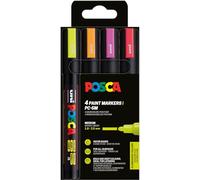 Posca – Pochette 4 marqueurs PC5M – Pointe moyenne – Peinture à base d'eau – Couleurs fluo
