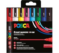 Posca Marqueurs PC-5M Pochette 8 - Pointe moyenne - Peinture à base d'eau - Couleurs basiques