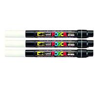 Posca PCF-350 Lot de 3 marqueurs de peinture à pointe pinceau 0,1 mm - 10 mm pour écrire sur n'importe quelle surface bois, plastique, tissu, verre, métal, pierre