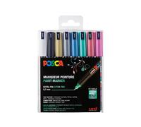 POSCA Set de 8 Marqueurs PC1MR Pte calibrée extra-fine Couleurs Métallisées