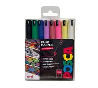 Posca Stylos PC-1MR Lot de 8 feutres de peinture acrylique Marqueurs permanents opaques pour adultes et enfants Idéal sur tissu, graffiti, aquarelle, dessin, fenêtre et art sur verre