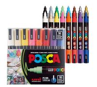 POSCA Uni-Ball Posca 182516 - Set de 16 Marqueurs PC5M, Pointe Conique Moyenne, Assortis