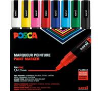 POSCA - Uni Mitsubishi Pencil - 8 Marqueurs Acrylique PC3M - Pointe Conique Fine - Marqueurs Peinture à Base d'Eau - Tout Support - Couleurs Classiques