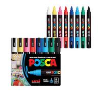 Posca – Ensemble de marqueurs à peinture acrylique PC-5M – 8 couleurs, pointe moyenne