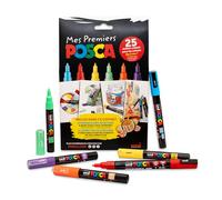Coffret posca mes premiers marqueurs pointes pc1mc et pc3m coloris assortis 6 unites et 1 livret de 25 ateliers