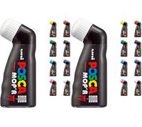 POSCA - Uni Mitsubishi Pencil - Marqueur MOP'R - Pointe Ronde XXL 3-19 mm - Forme Ergonomique, Corps Semi-Rigide - Marqueur Peinture À Base d'Eau - Tout Support - Blanc (Lot de 2)