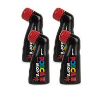 POSCA - Uni Mitsubishi Pencil - Marqueur MOP'R - Pointe Ronde XXL 3-19 mm - Forme Ergonomique, Corps Semi-Rigide - Marqueur Peinture À Base d'Eau - Tout Support - Rouge X4