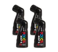 POSCA - Uni Mitsubishi Pencil - Marqueur MOP'R - Pointe Ronde XXL 3-19 mm - Forme Ergonomique, Corps Semi-Rigide - Marqueur Peinture À Base d'Eau - Tout Support - Noir X4