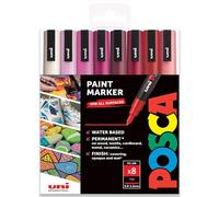 Posca Uni PC-3M Lot de 8 marqueurs de peinture dans un coffret cadeau Rouge