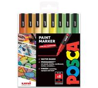 Posca Uni PC-3M Stylos de peinture artistique - Lot de 8 - Dans une boîte cadeau - Tons d'agrumes