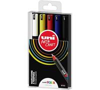 Posca - Uniposca Set complet avec 5 feutres pointe extra fine, 0,7 mm, marqueurs acryliques Uni Posca parfaits comme couleurs pour enfants et artistes, papeterie, couleurs tissées et autres surfaces -