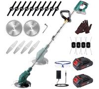 POSENPRO Debroussailleuse Electrique sans Fil, 650W Rotofil Batterie, avec 2 Batteries 20V 1.5Ah et 20 Lames 4 Types, Coupe Bordure sans Fil avec Batterie pour tondre Le Jardin et la pelouse