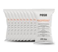 POSH Enrobé à Froid 10 x 25 kg - Asphalte de Réparation Prêt à l'Emploi | Mastic pour Fissures, Grain de 0 à 8 mm, Enduit Bitumineux, Utilisation Universelle