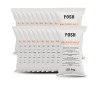 POSH Enrobé à Froid 20 x 25 kg - Asphalte de Réparation Prêt à l'Emploi | Mastic pour Fissures, Grain de 0 à 8 mm, Enduit Bitumineux, Utilisation Universelle
