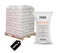 POSH Enrobé à Froid 40 x 25 kg - Asphalte de Réparation Prêt à l'Emploi | Mastic pour Fissures, Grain de 0 à 8 mm, Enduit Bitumineux, Utilisation Universelle