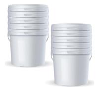 POSH Seau avec couvercle et anse en plastique blanc, de qualité alimentaire, anti-fuite, inodore, robuste, stable et hermétique (10 litres)