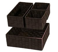 Posprica Lot de 4 paniers de rangement tissés pour l'organisation, petits paniers, paniers cubiques pour tiroir, placard, étagère, commode, marron