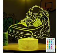 POSSHE Cadeau baskets, chaussures de sport, cadeau de basket, lampe de nuit illusion 3D, 16 couleurs changeantes, télécommande et intensité variable, décoration de chambre d'enfant