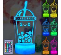 POSSHE Lampe Boba Gifts - Veilleuse 3D avec télécommande, 16 couleurs changeantes, minuterie, mode clignotant RVB, intensité variable - Cadeaux Boba pour garçons et filles