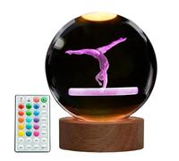 POSSHE Veilleuse de gymnastique 3D en forme de boule de cristal 3D avec télécommande, 16 couleurs améliorées pour anniversaire, Noël, garçons et filles