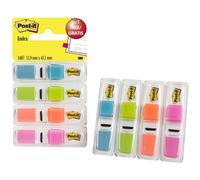 Post-it Index Mini 683-4ABP – 11,9×43,2 mm – 4 couleurs (citron, orange, rose, turquoise) – 3×35