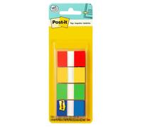 Post-it 680-RYGB2 Drapeaux avec distributeur à emporter, couleurs primaires assorties, 2,5 cm de large, 80/distributeur, 2 distributeurs/paquet