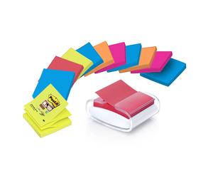 Post-it Distributeur blanc de Z-Notes Pro Desk avec Z-Notes 76 x 76 mm Collections Bangkok et Bora-Bora Couleurs Assorties 12 x 100 feuilles PRO-W-12SSCOL-R330