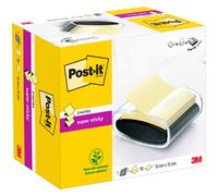 Post-it® Distributeur Z-Notes, PRO, Noir + Post-it® Z-Notes ultra adhésifs, Jaune canard, 76 mm x 76 mm, 90 feuilles/feuille, 1 feuille/lot
