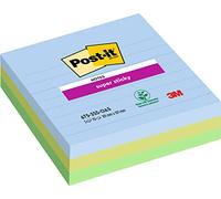 Notes lignées couleurs Oasis Super Sticky Post-it 101 x 101 mm assortis - bloc de 70 feuilles