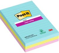 Notes lignées couleurs Miami Super Sticky Post-it 101 x 152 mm assortis - bloc de 90 feuilles