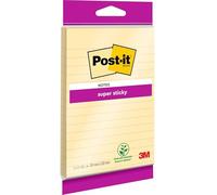 Post-it Grandes Notes Super Sticky Lignées 45 Feuilles, 102 x 152 mm, Jaune | Fournitures de Rentrée Scolaire, Notes Repositionnables Idéales pour les Rappels de Devoirs, Révisions, Agendas et Notes